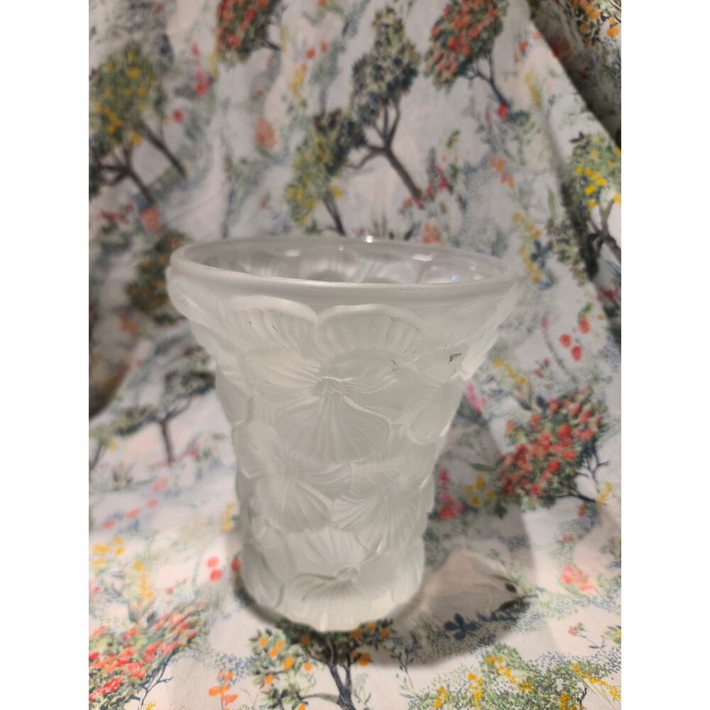 VTG Frosted Pansy Vase Barolac Josef Inwald Czech Art Glass 1930’s Bohemian